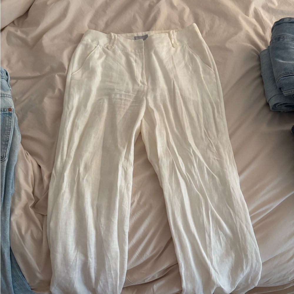 Pure Collection Cream Linen Trousers